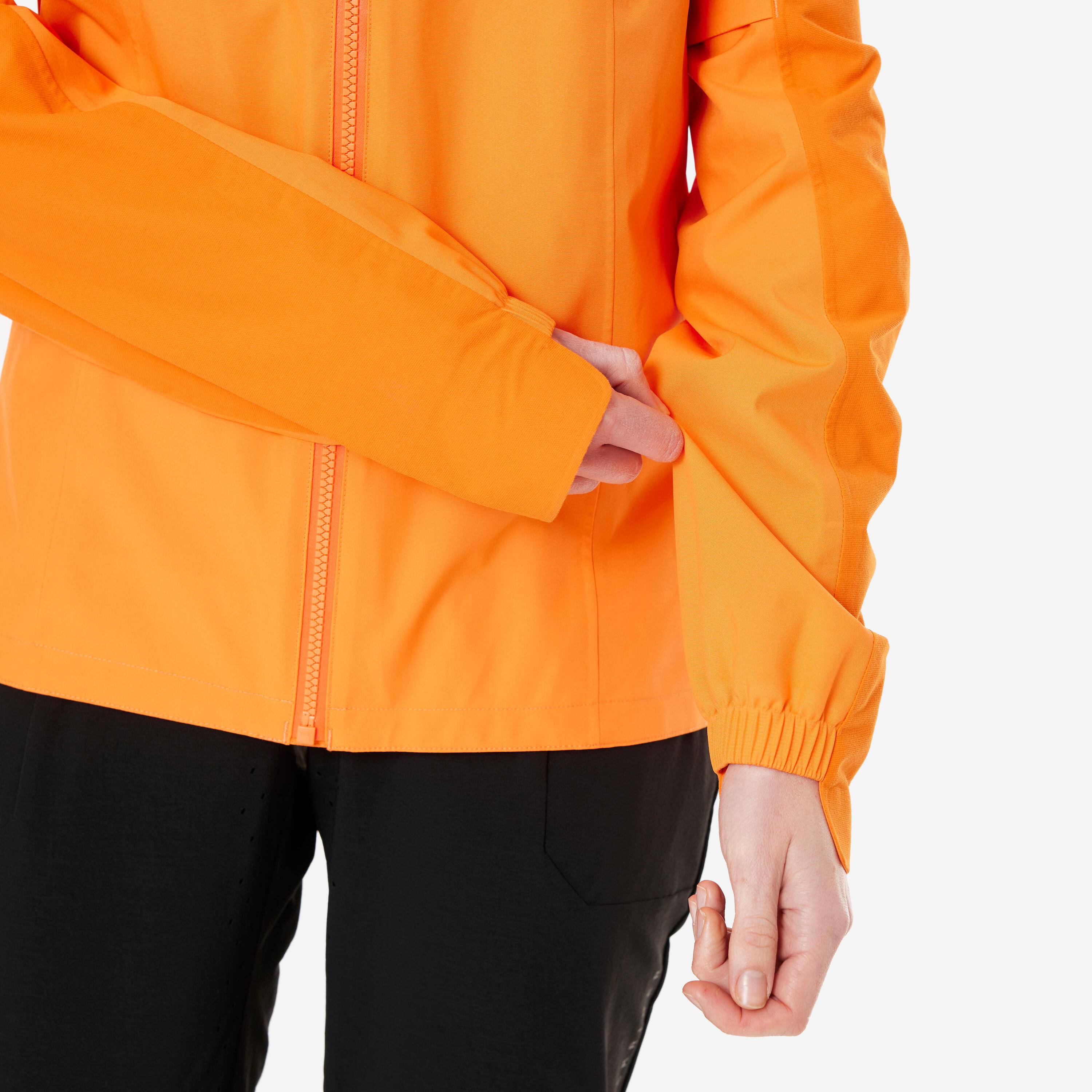 Women's Mountain Biking Rainproof Jacket - Orange 9/10