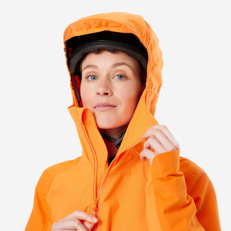 Impermeable Ciclismo MTB Mujer Naranja