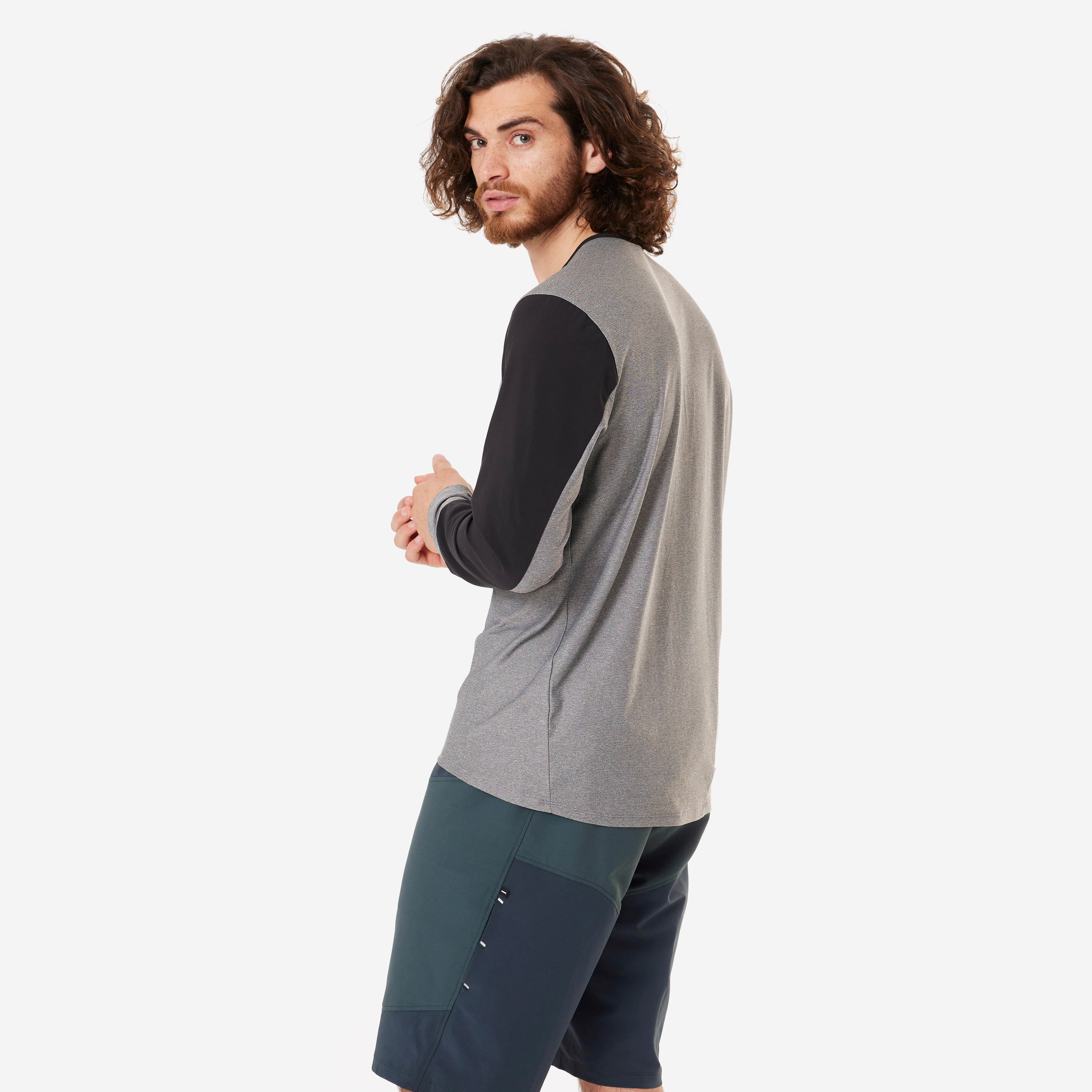 Long-Sleeved Mountain Biking Jersey EXPL 100 - Grey