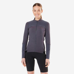 Camisola de BTT Cross Country Tempo Frio Mulher Cinzento