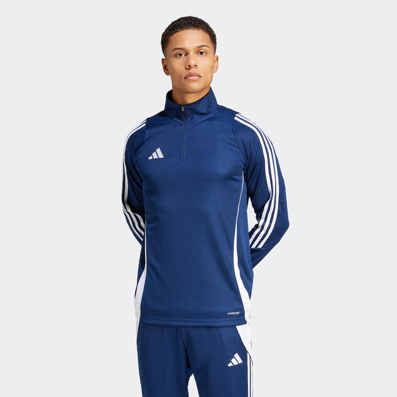 Bluză cu fermoar scurt Fotbal ADIDAS Tiro Albastru Adulți 