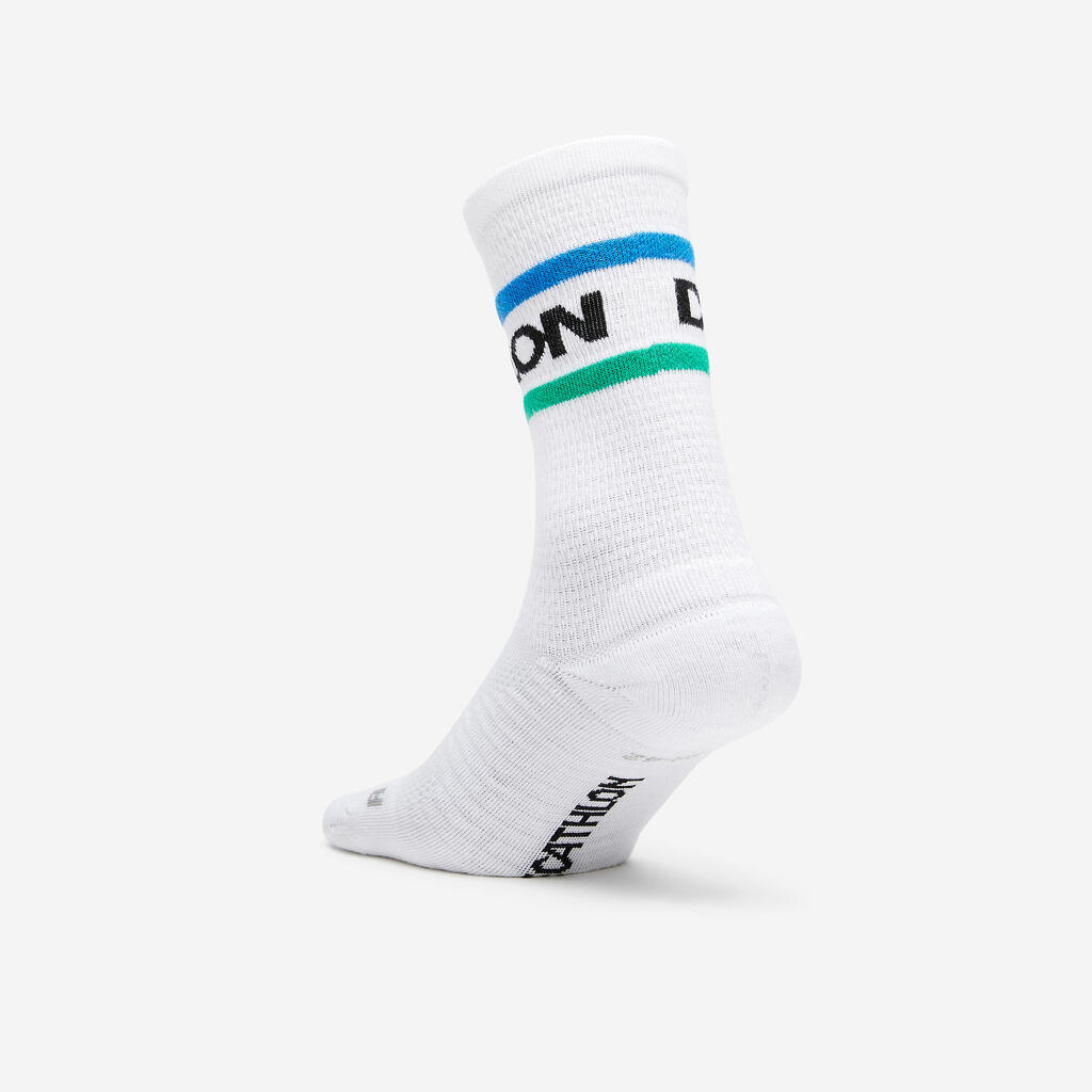 Sportwear high socks -2-Pair Pack-White/Black Héritage DECATHLON Logo