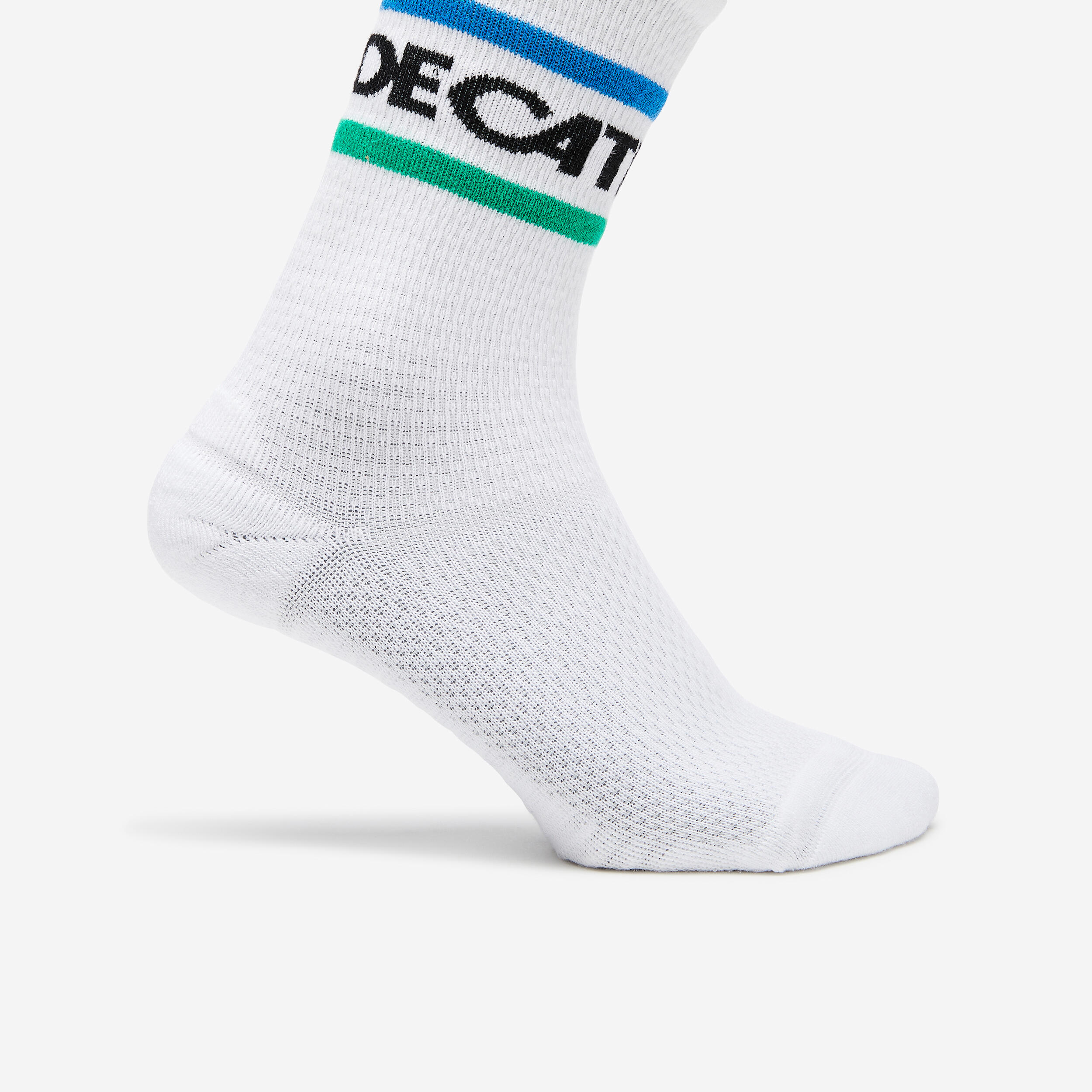 Sportwear high socks -2-Pair Pack-White/Black Héritage DECATHLON Logo 2/9