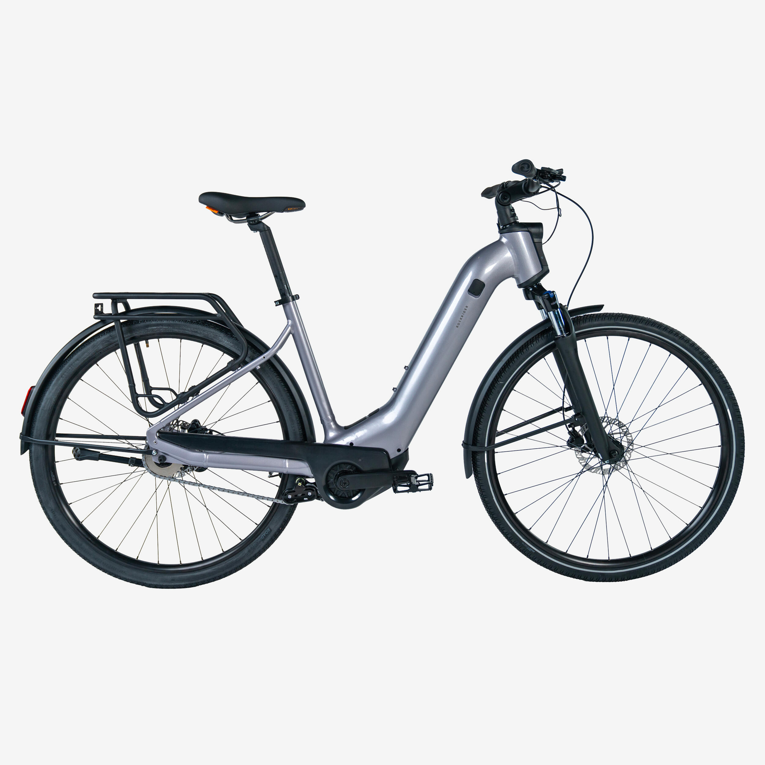 Decathlon UK ROCKRIDER Electric Hybrid Bike Actv 900 Low Frame Light Grey | FREE Click & Collect at Stores and Asda. 365 Days return available.