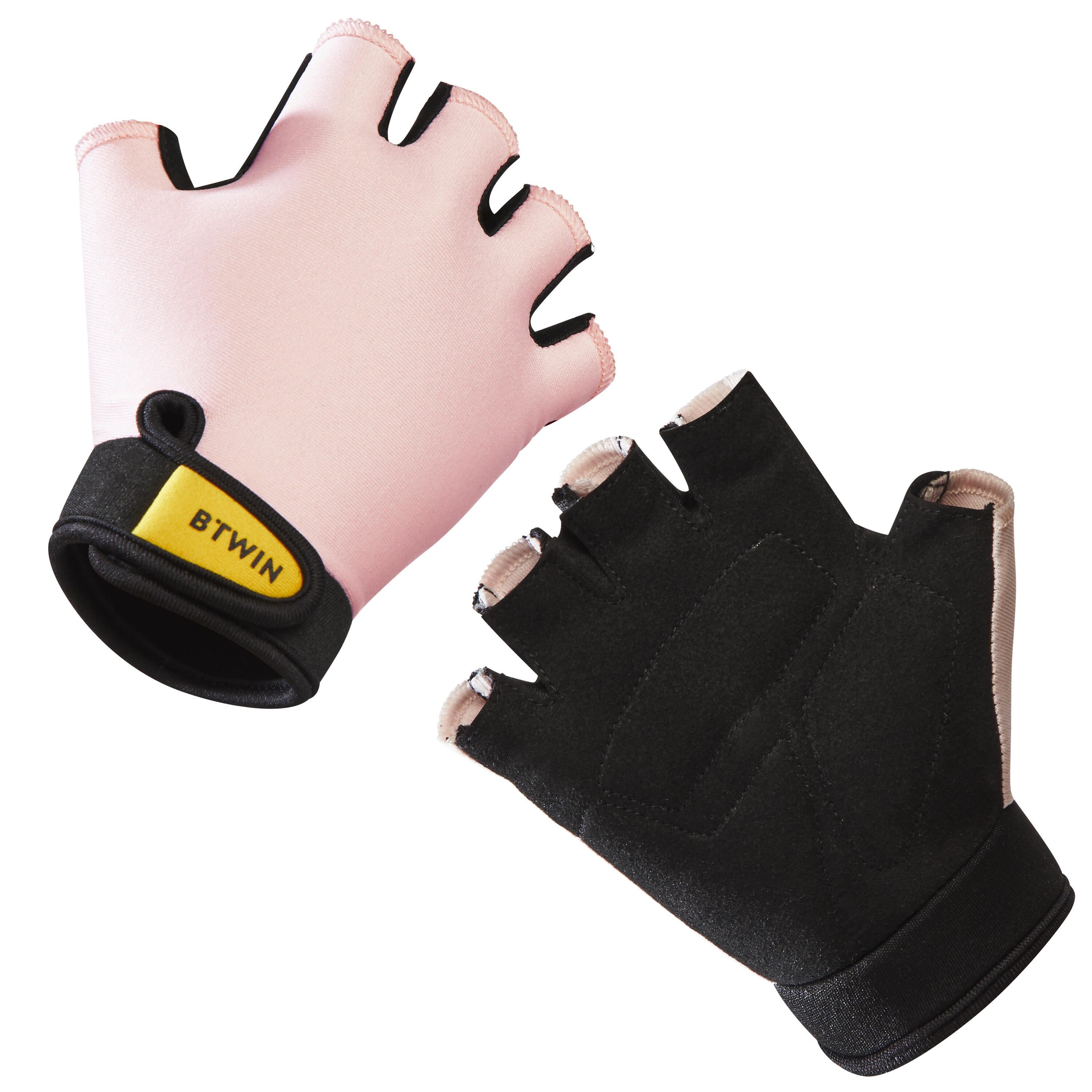 Kids' Cycling Fingerless Gloves - Pink 1/4