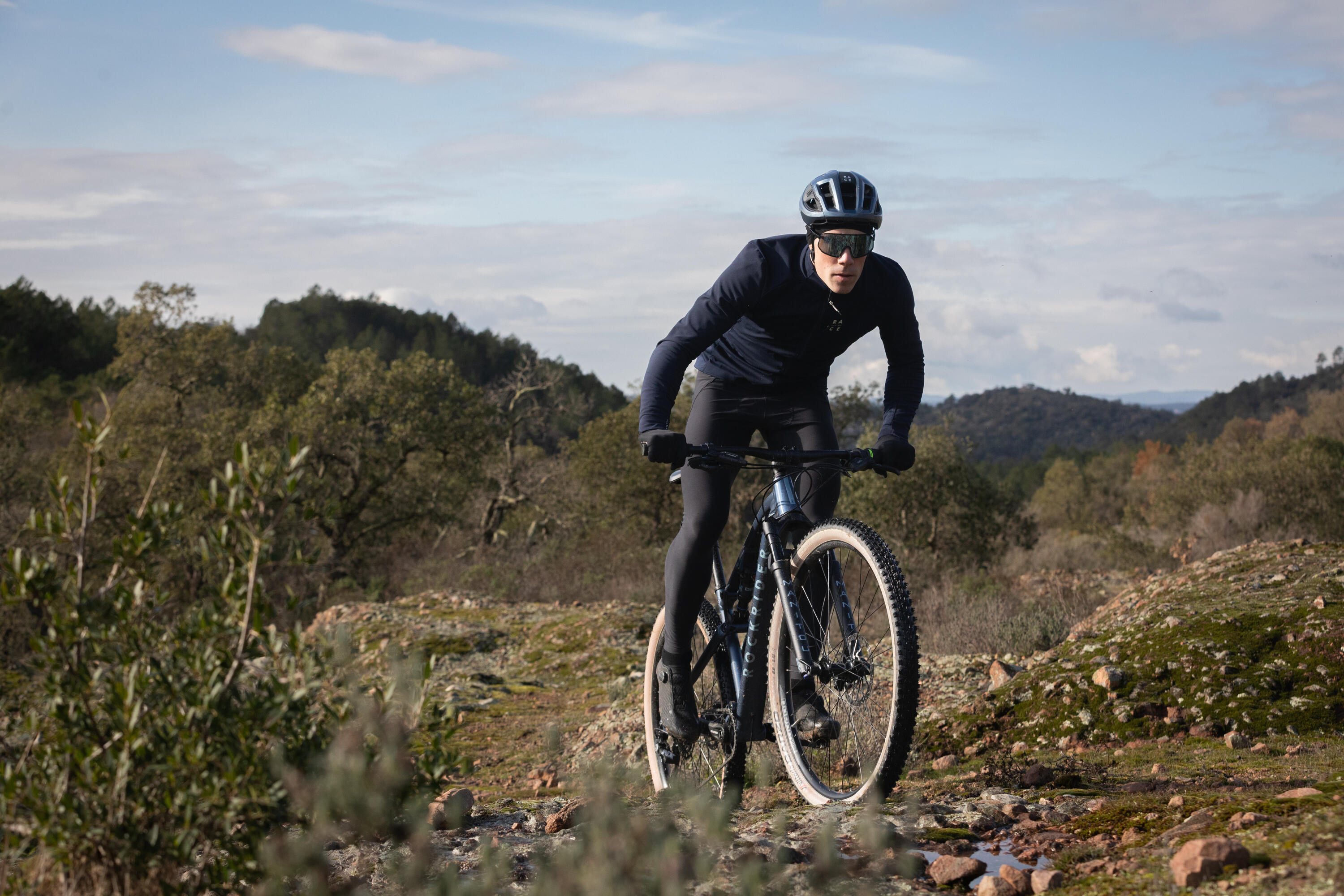 Vélo vtt xc cross country race 700 s bleu - cadre aluminium 13/15