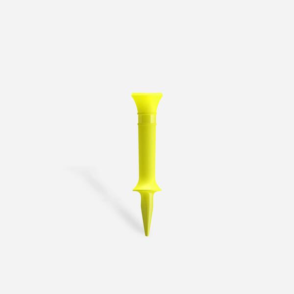 Yellow plastic step golf tees with a stepped shoulder