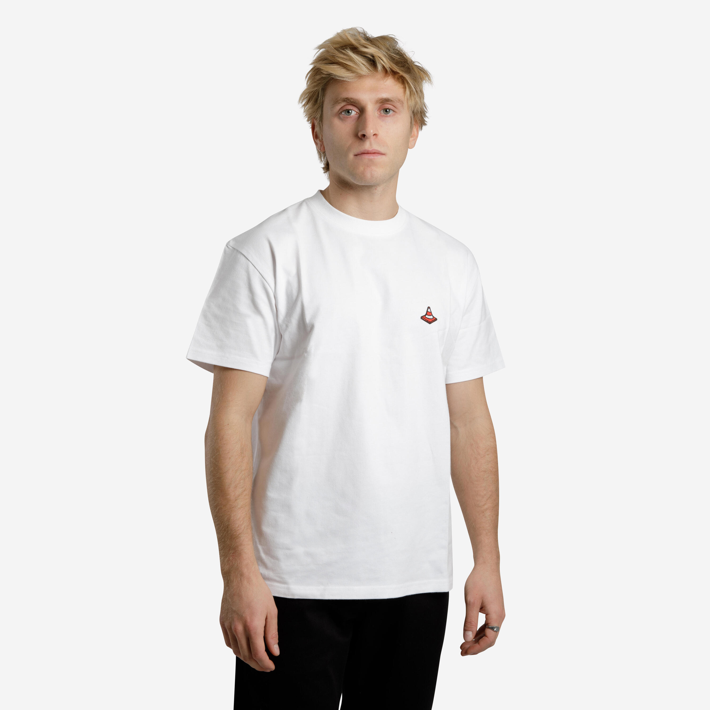 OXELO Short-Sleeved Skateboard T-Shirt TS500 Traffic - White