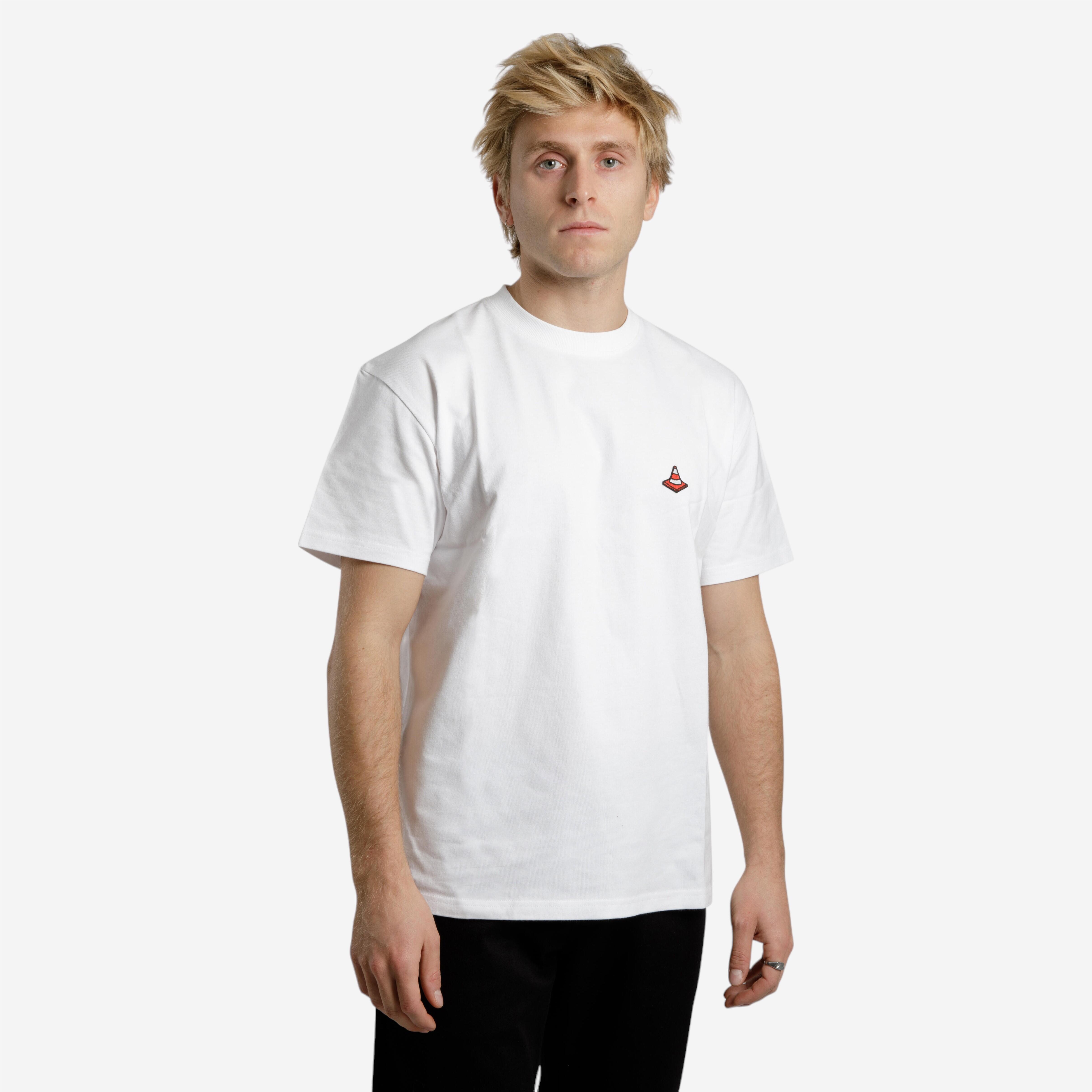 t-shirt de skateboard manches courtes ts500 trafic blanc - oxelo