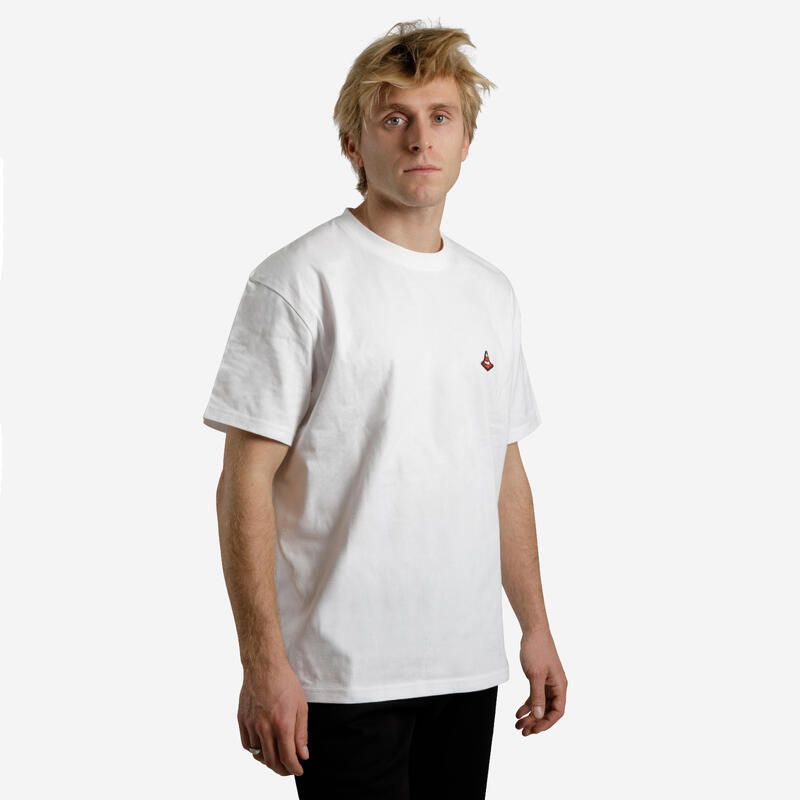 Tricou Skateboard TS500 TRAFIC Alb Adulți 