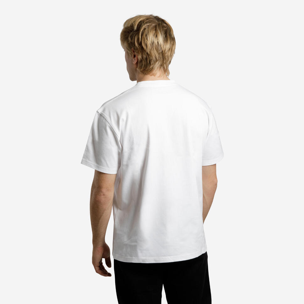 T-shirt z krótkimi rękawami na deskorolkę TS500 Trafic biały