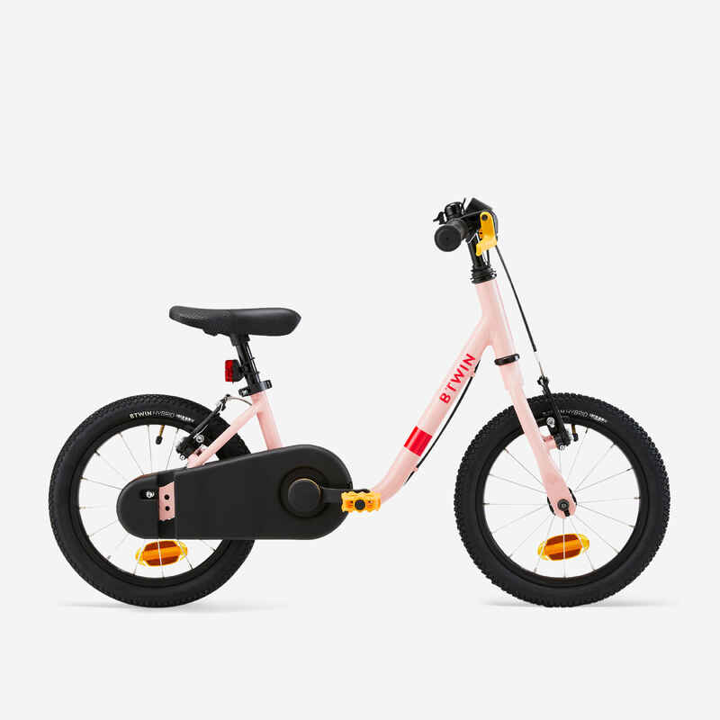 אופני איזון לילדים בגילאי 3-5 בגודל 14 אינץ' 2 ב-1 מדגם Discover 500 - ורוד