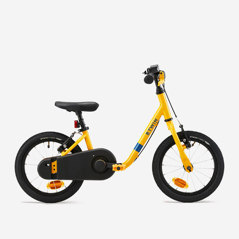 Bicicletă 2 în 1 Discover 500 14" galben copii 90-110 cm