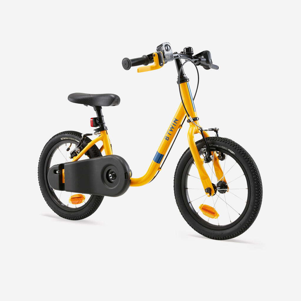 Detský bicykel s odrážadlom 2v1 Discover 500 3 až 5 rokov 14-palcový žltý