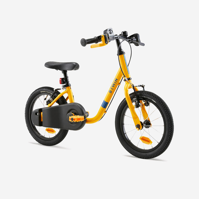 2-in-1 kinderfiets/loopfiets DISOVER 500 3-5 jaar 14 inch geel