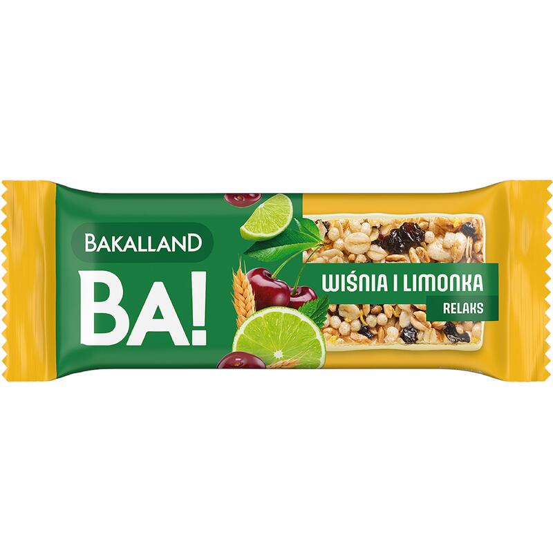Baton zbożowy wiśnia-limonka relaks BA! Bakalland 38g