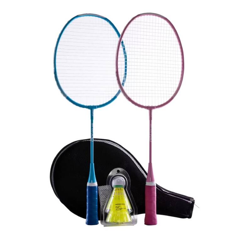 Kids Badminton Racket BR 100 Set Starter Blue Pink