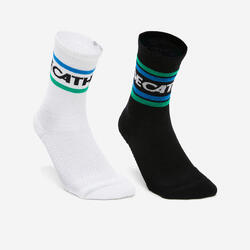 Chaussettes hautes logo Decathlon Héritage - lot de 2 paires Blanche et Noire