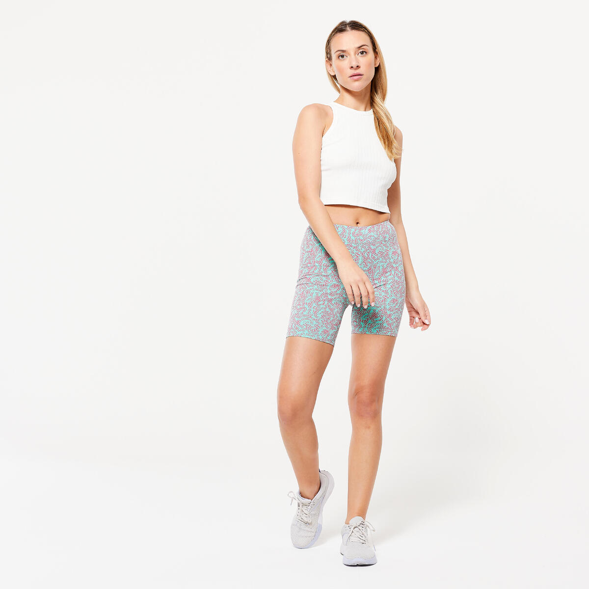 Short cycliste fitness femme, vert