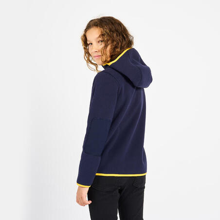 Veste polaire de voile, chaude et réversible, enfant, 500, bleu navy / moutarde