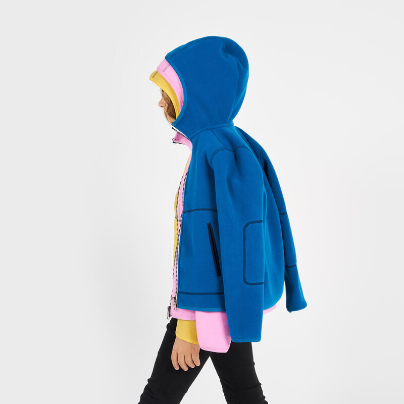 Veste polaire de voile, chaude et réversible, enfant, 500, bleu navy /bleu