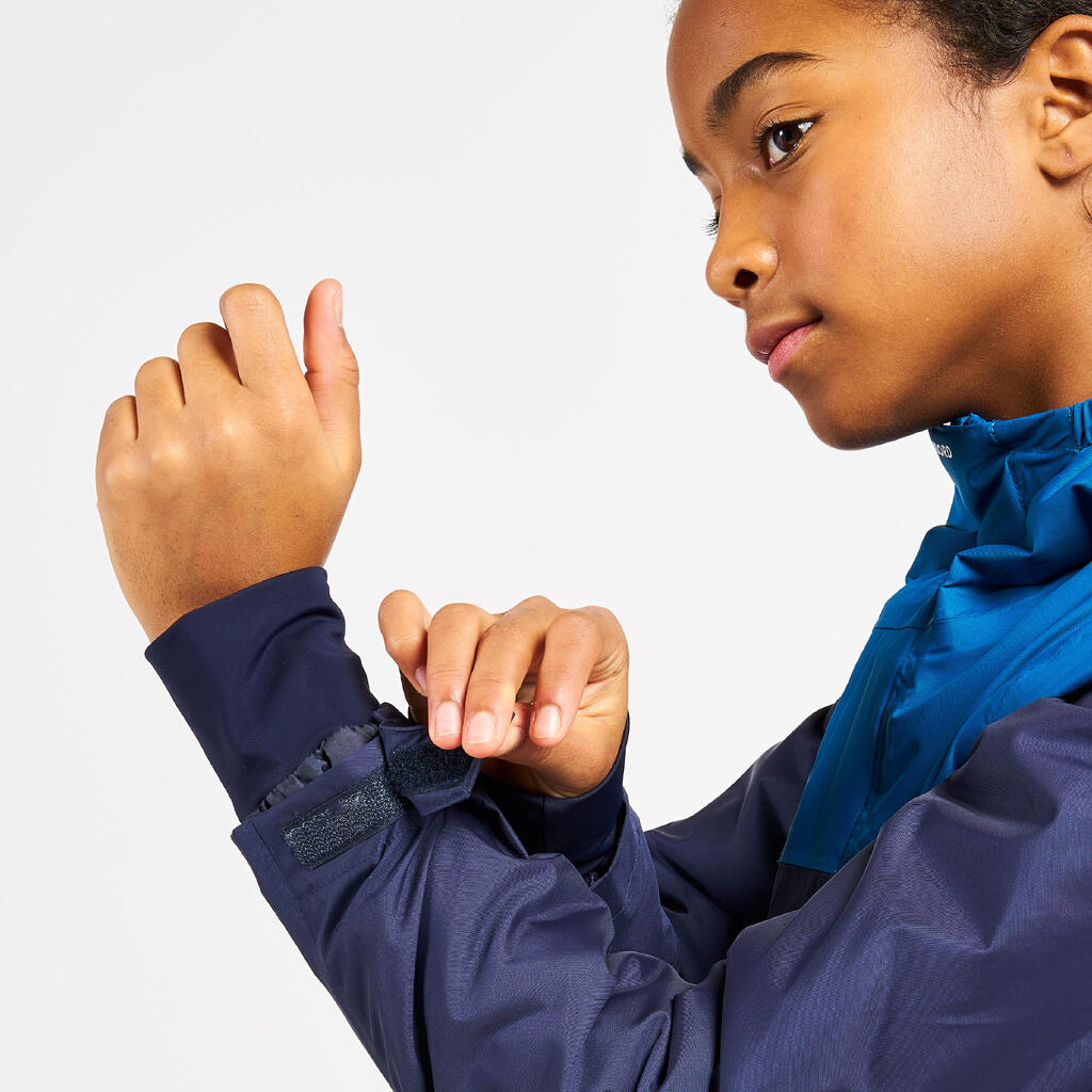 Kids’ sailing jacket, warm and waterproof, sailing 100, navy blue / yellow