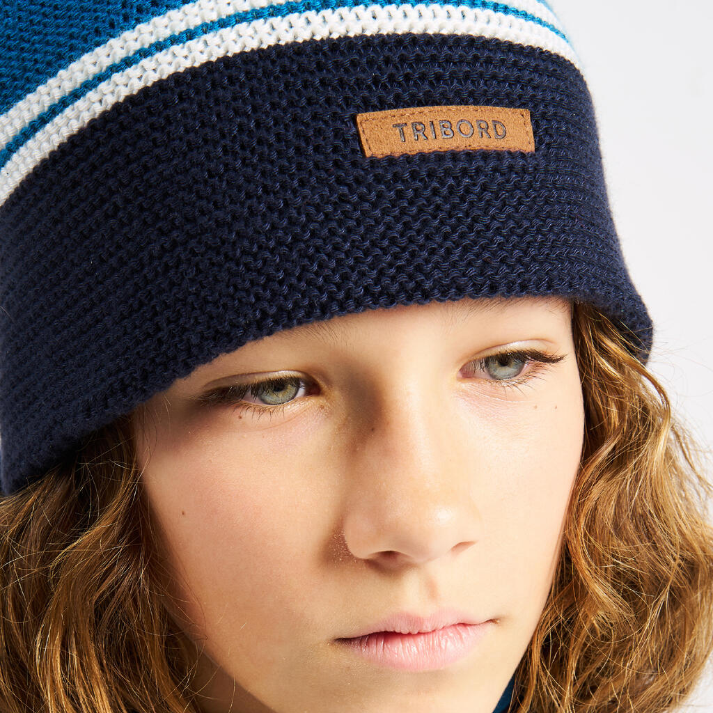 Kids sailing warm and wind-proof beanie, SAILING 100 blue