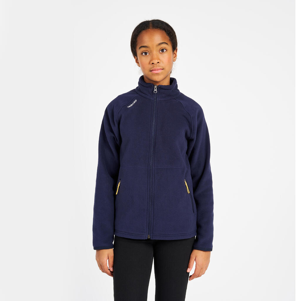 Kids’ warm sailing fleece jacket 100 blue black