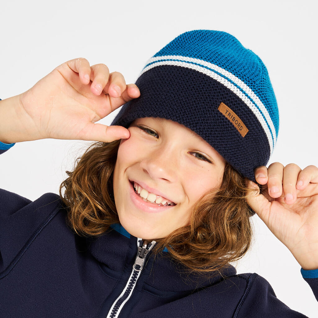 Kids sailing warm and wind-proof beanie, SAILING 100 blue