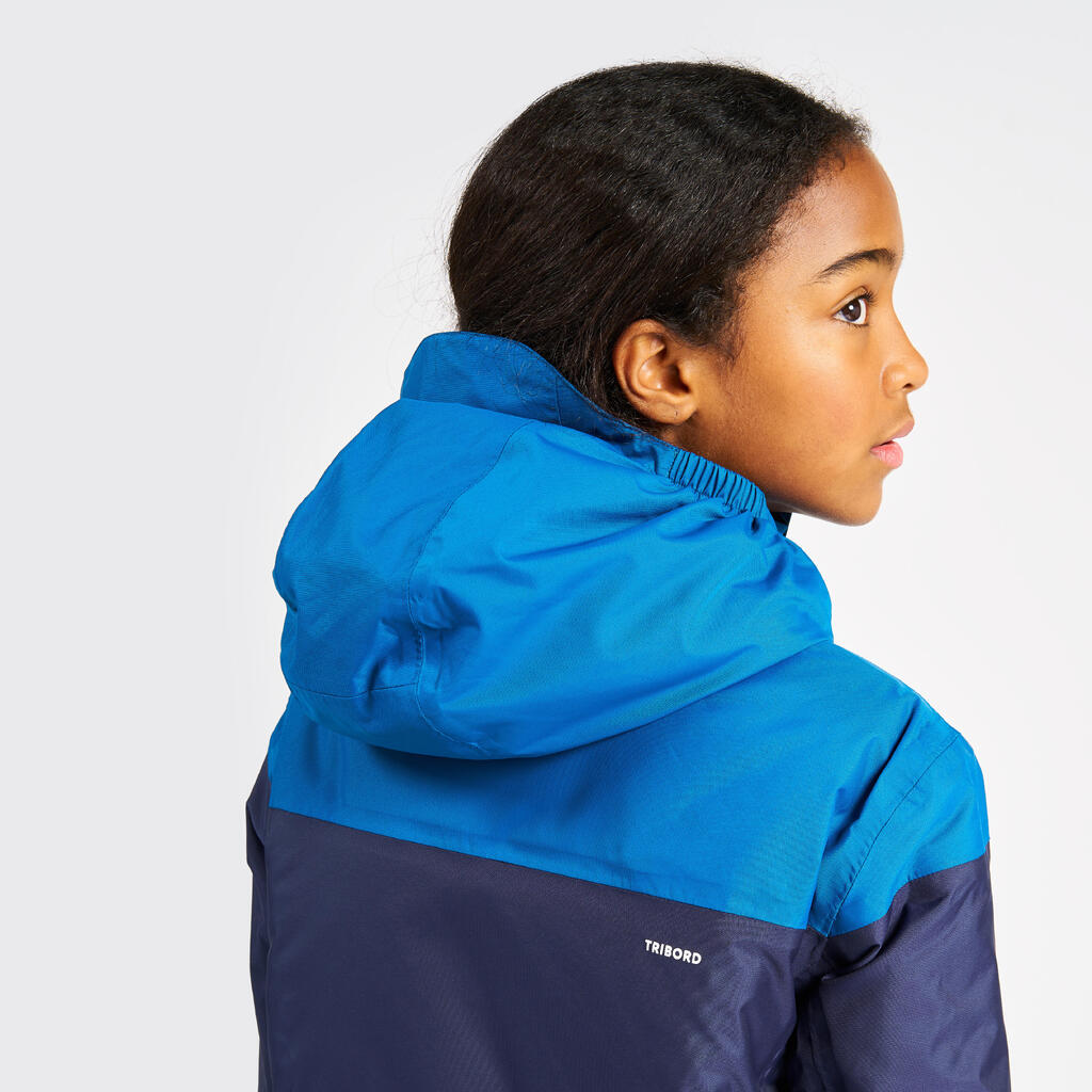 Kids’ sailing jacket, warm and waterproof, sailing 100, navy blue / yellow