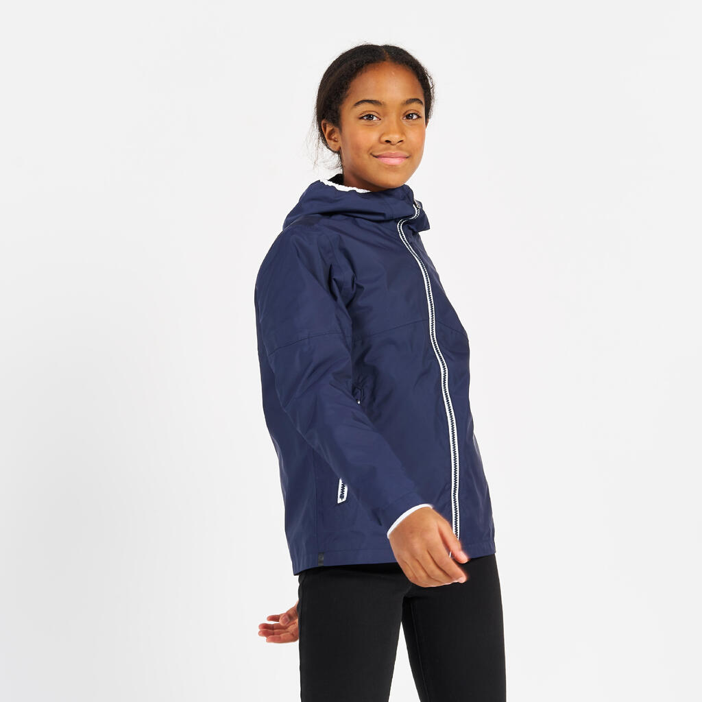 Segeljacke Regenjacke Kinder wasserdicht - Sailing 100 weiss/hellgrün