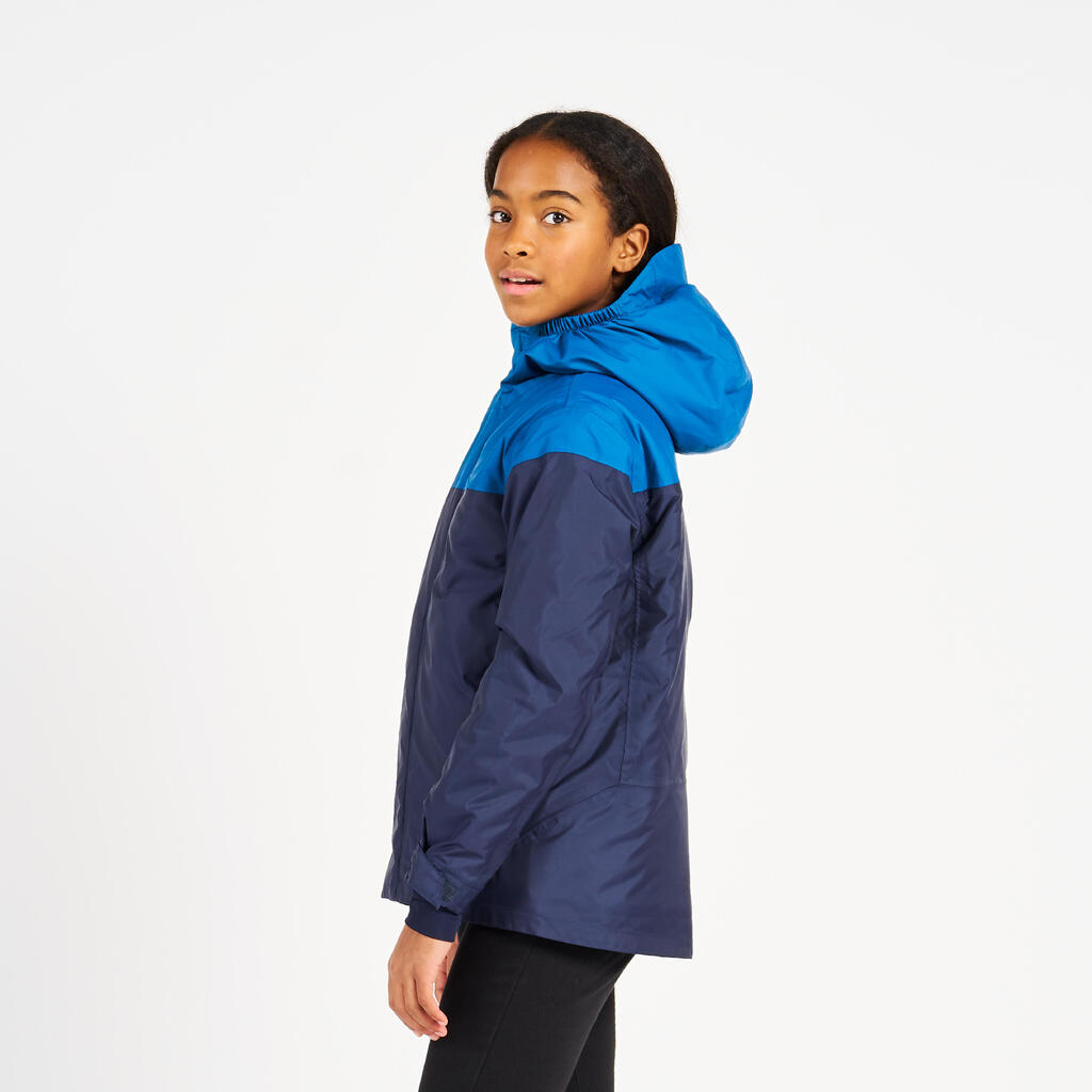 Kids’ sailing jacket, warm and waterproof, sailing 100, navy blue / yellow