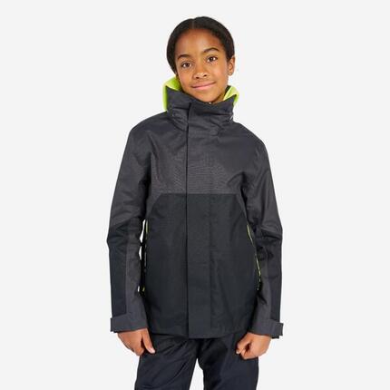 Veste de quart imperméable coupe-vent de voile Enfant SAILING 500 Gris foncé