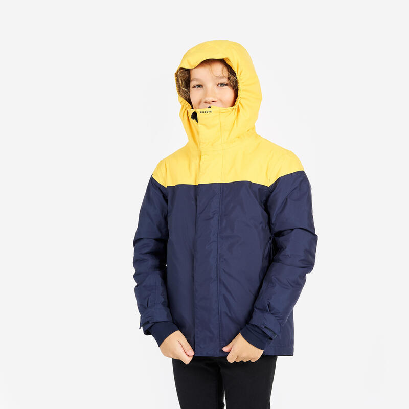 Veste de voile, chaude et imperméable, enfant, sailing 100, bleu navy / jaune