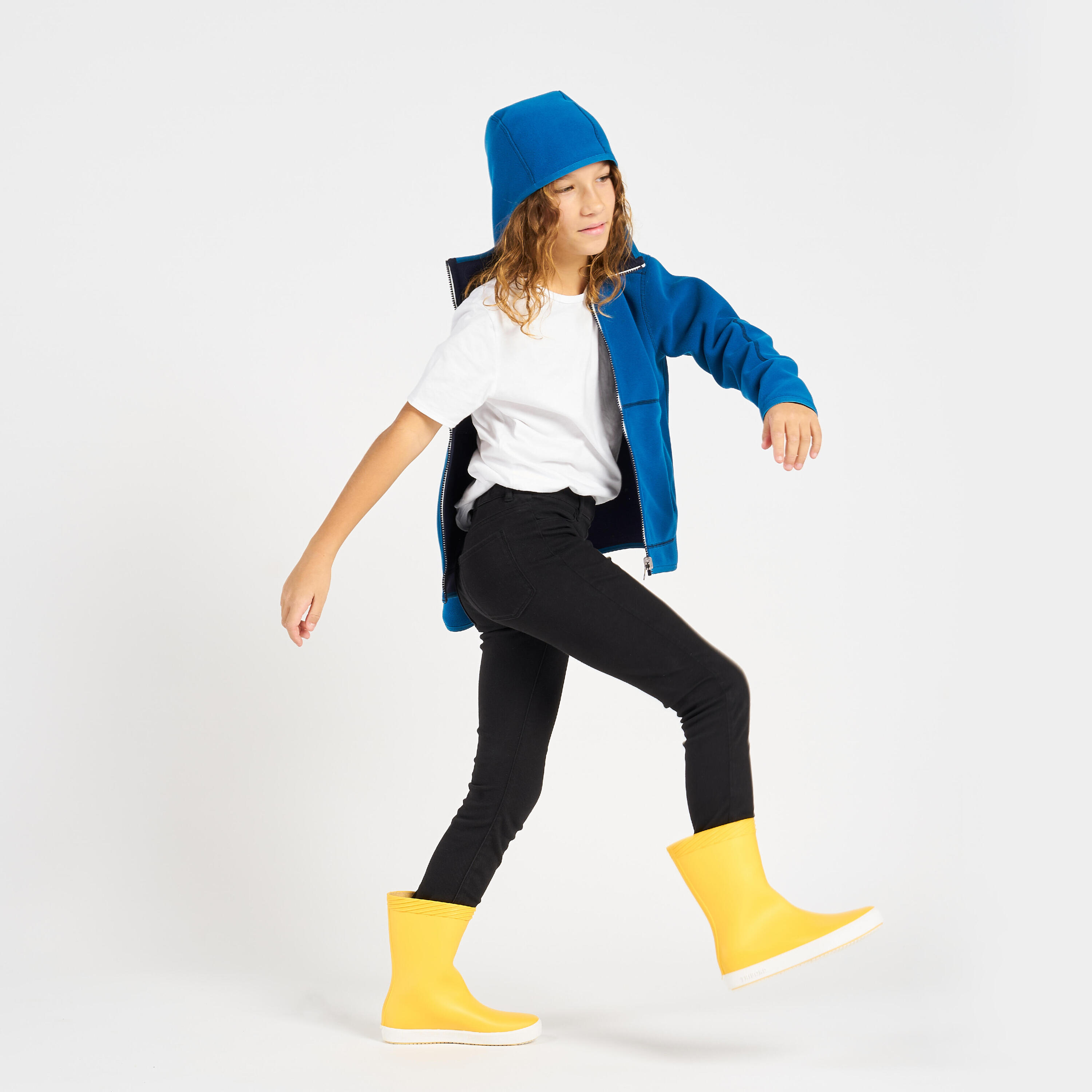 Kids’ fleece sailing jacket, warm and reversible, 500, navy blue / blue 9/9