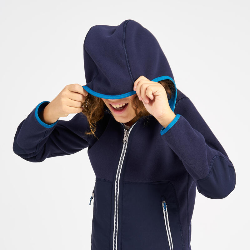 Veste polaire de voile, chaude et réversible, enfant, 500, bleu navy /bleu