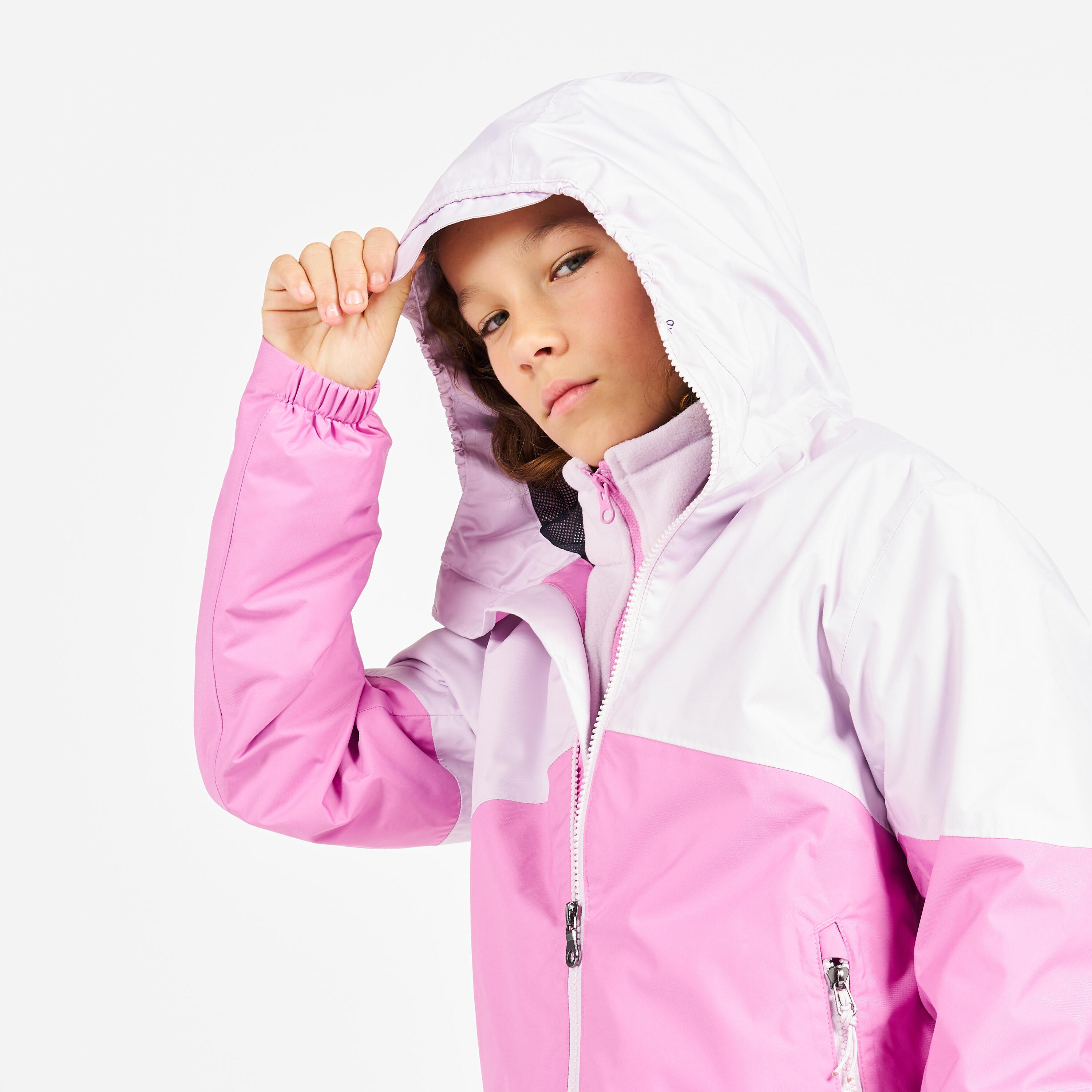 Kid’s waterproof sailing jacket - wet-weather jacket SAILING 100 lavender pink 18/31