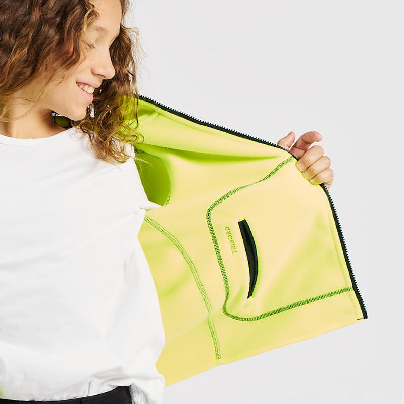 Casaco polar de vela quente e reversível Criança 500 cinzento/amarelo fluo