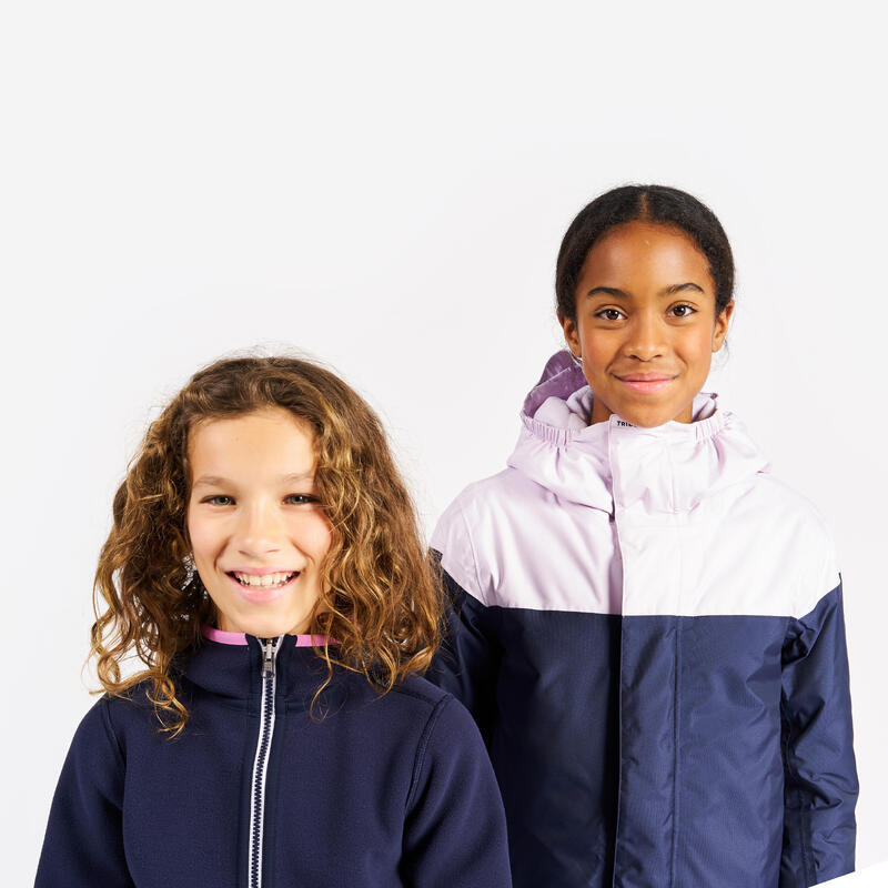 Veste polaire de voile, chaude et réversible, enfant, 500, bleu navy/rose