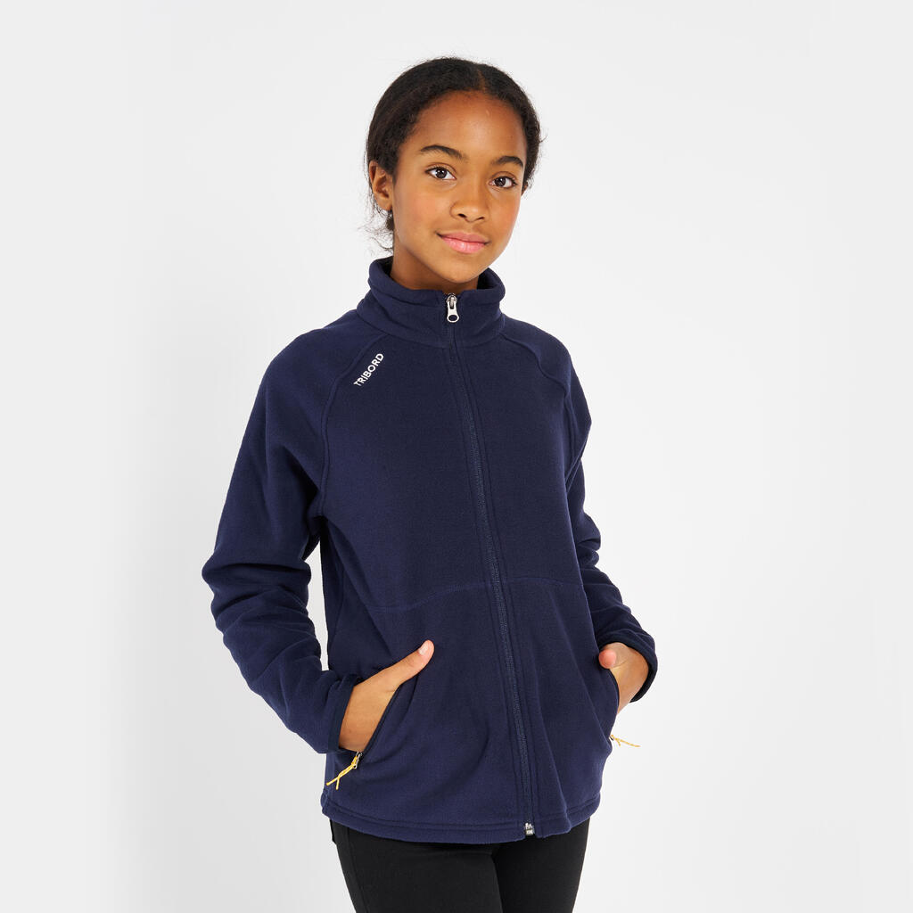 Kids’ warm sailing fleece jacket 100 blue black