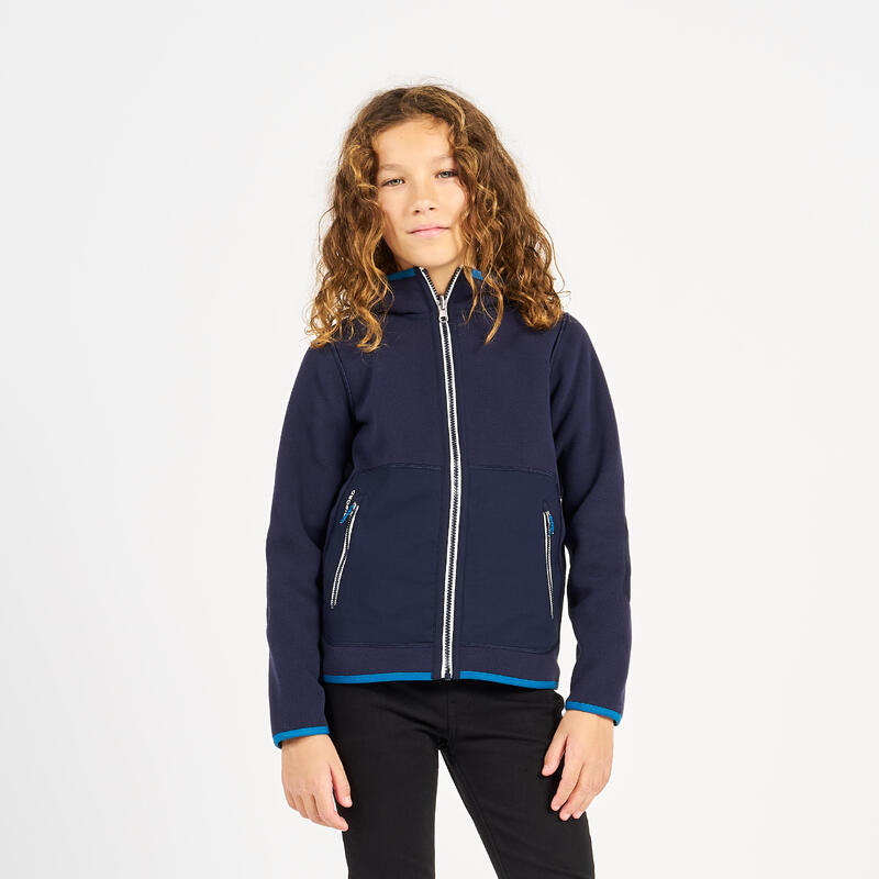 Veste polaire de voile, chaude et réversible, enfant, 500, bleu navy /bleu