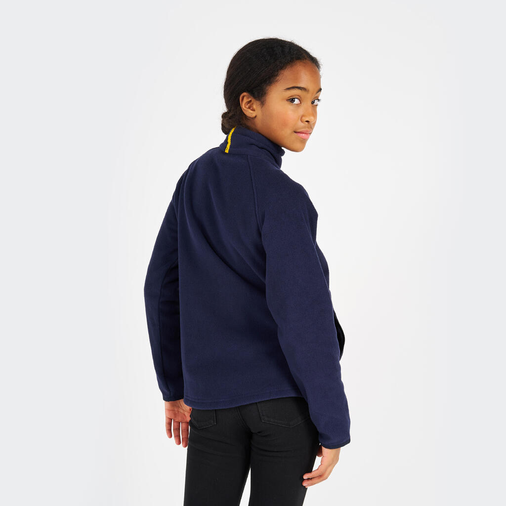 Kids’ warm sailing fleece jacket 100 blue black