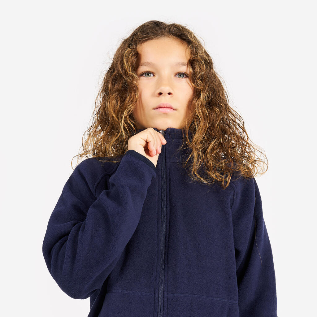 Kids’ warm sailing fleece jacket 100 blue black