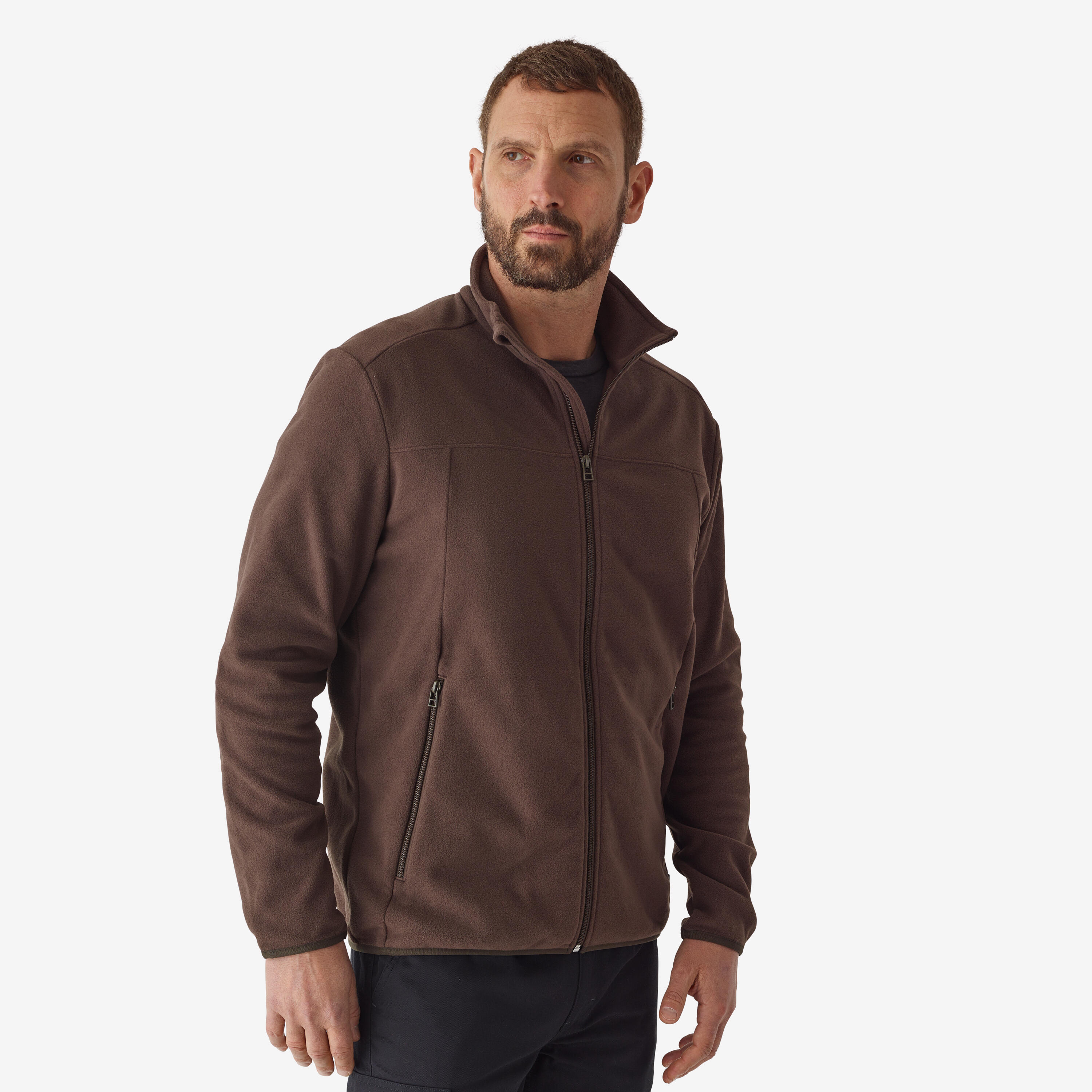 Polaire de chasse homme – 100 brun - SOLOGNAC