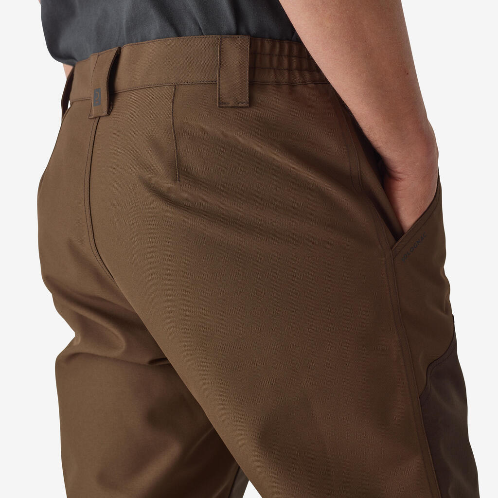 Hunting reinforced waterproof trousers woodland 500 two-tone/brown