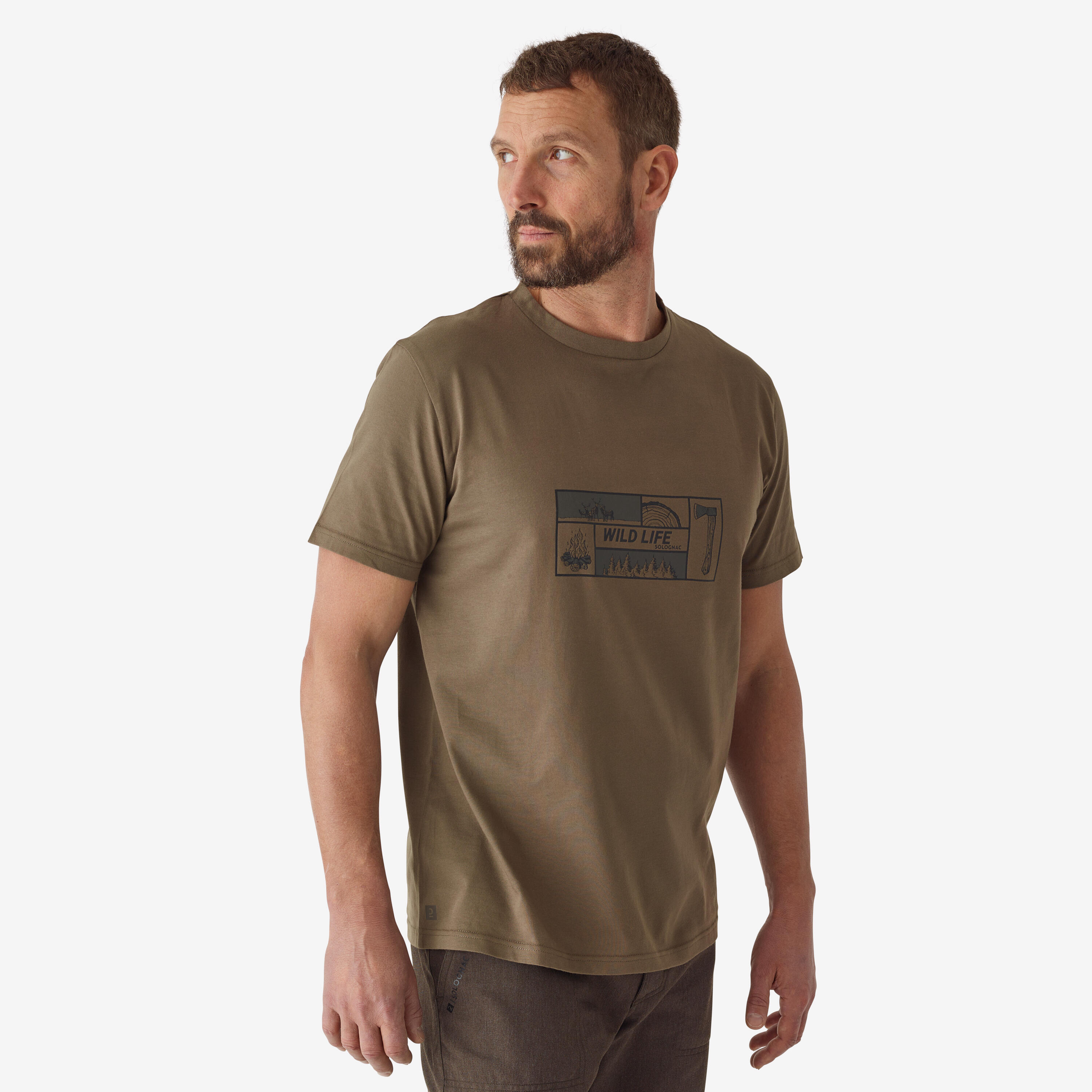 Short-sleeved cotton T-shirt 100 LOGO WILDLIFE