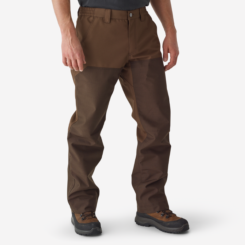 Pantalon de chasse renforce impermeable bois 500 bicolore/marron