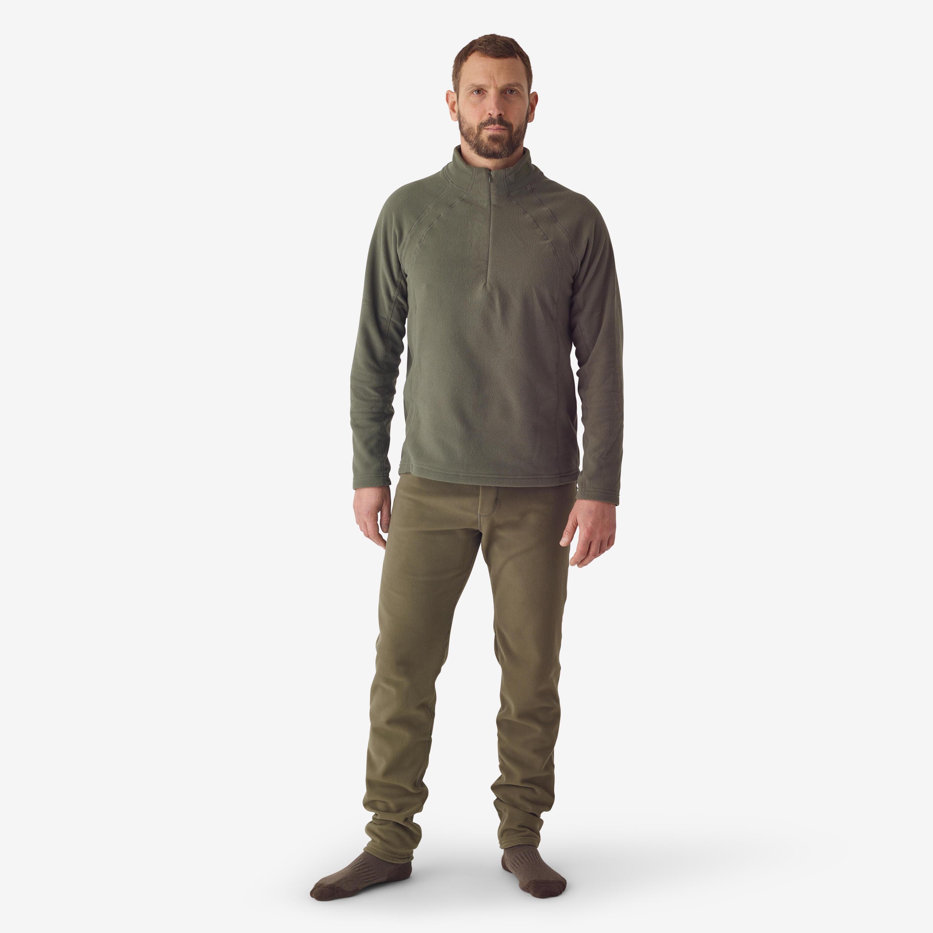 Base Layer Fleece Pants - 100 Green - SOLOGNAC