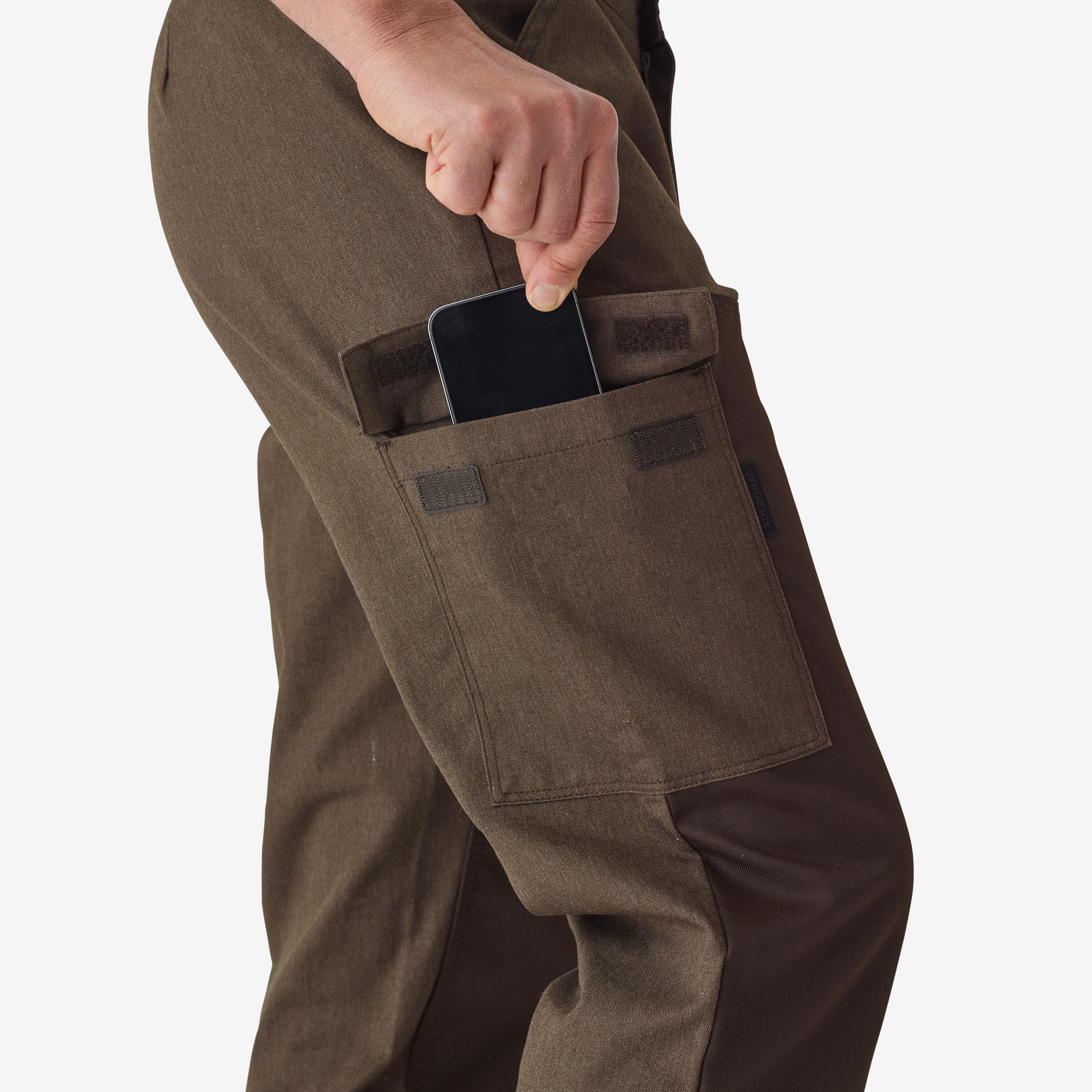 TAPERED HUNTING TROUSERS RENFORT 100 - BROWN 5/8