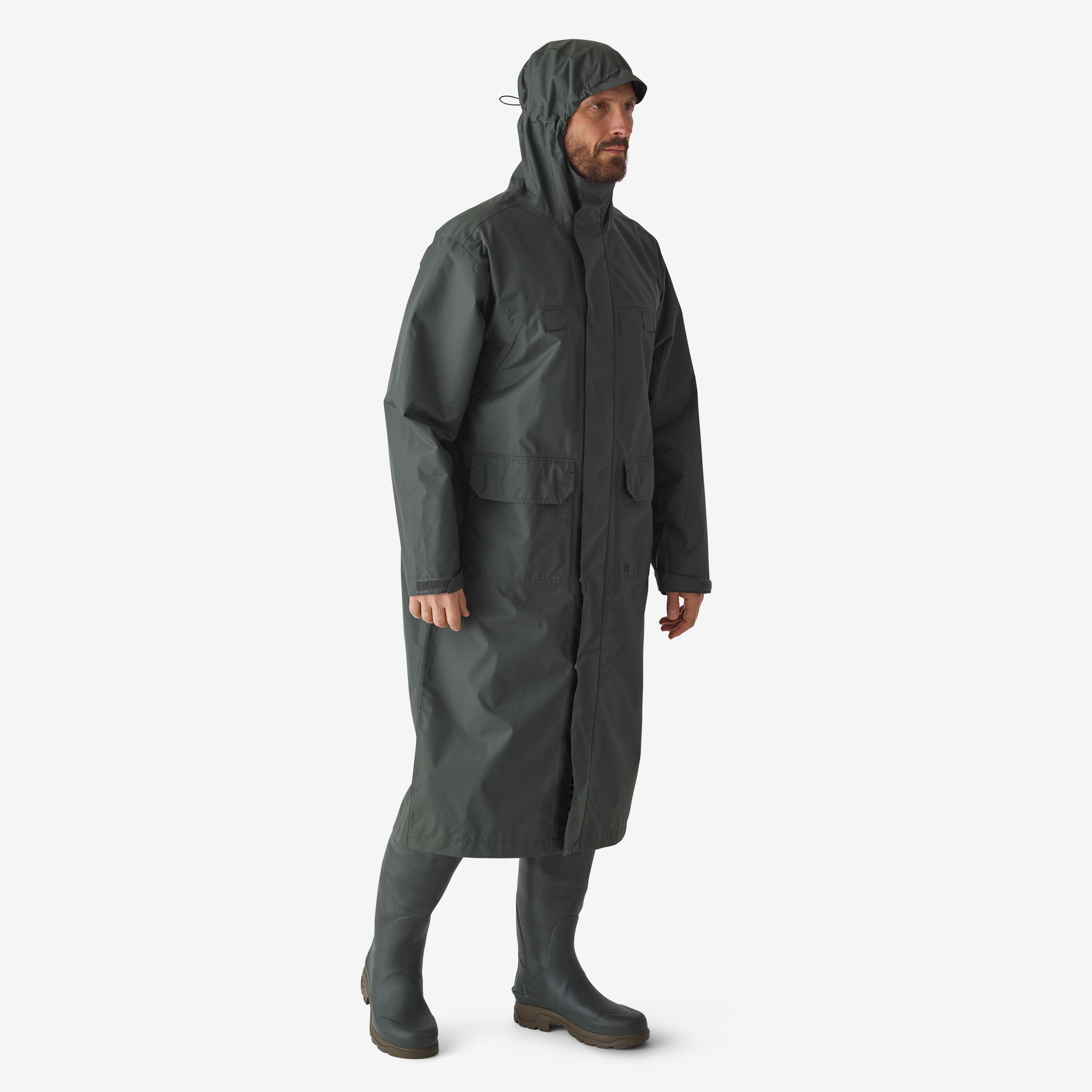 Cappotto lungo caccia impermeabile 500 verde